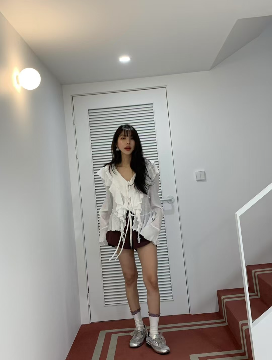 【即納】エアリーフリルシアーカーディガン