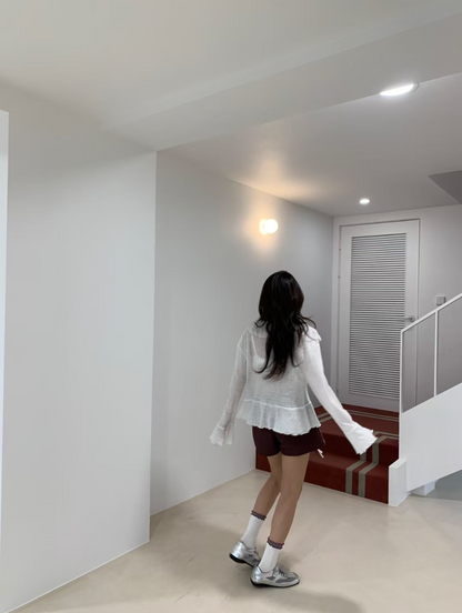 【即納】エアリーフリルシアーカーディガン