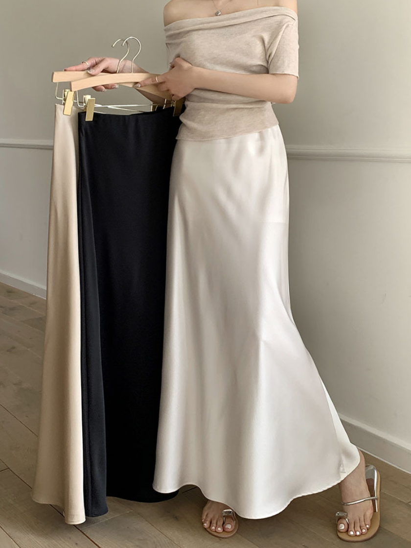 【即納】サテンマーメイドロングスカート