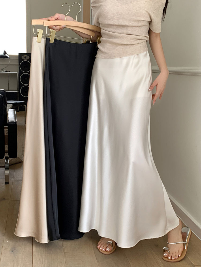 【即納】サテンマーメイドロングスカート