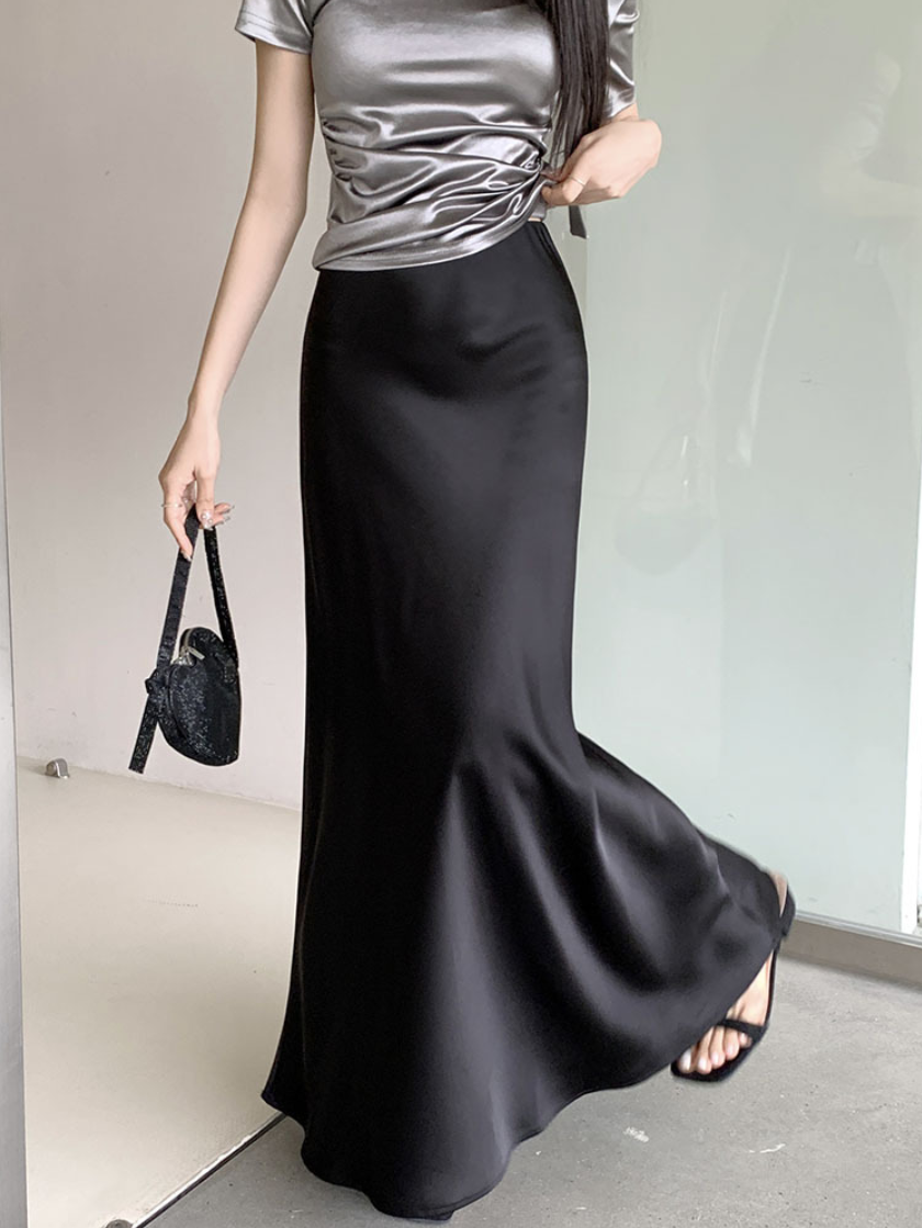 【即納】サテンマーメイドロングスカート