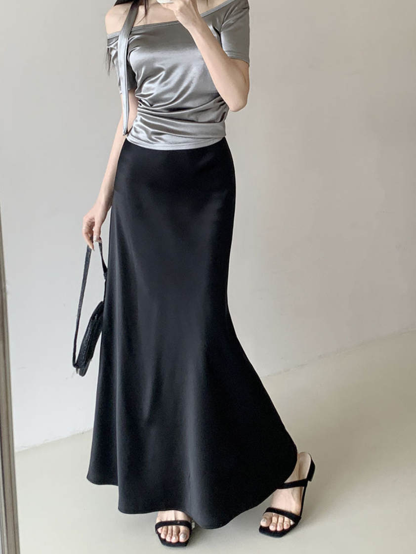 【即納】サテンマーメイドロングスカート