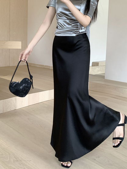 【即納】サテンマーメイドロングスカート