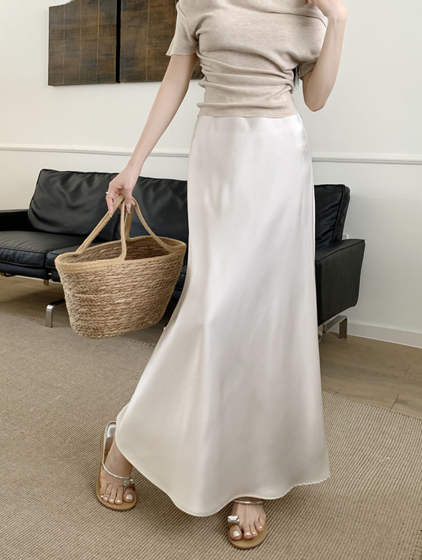 【即納】サテンマーメイドロングスカート