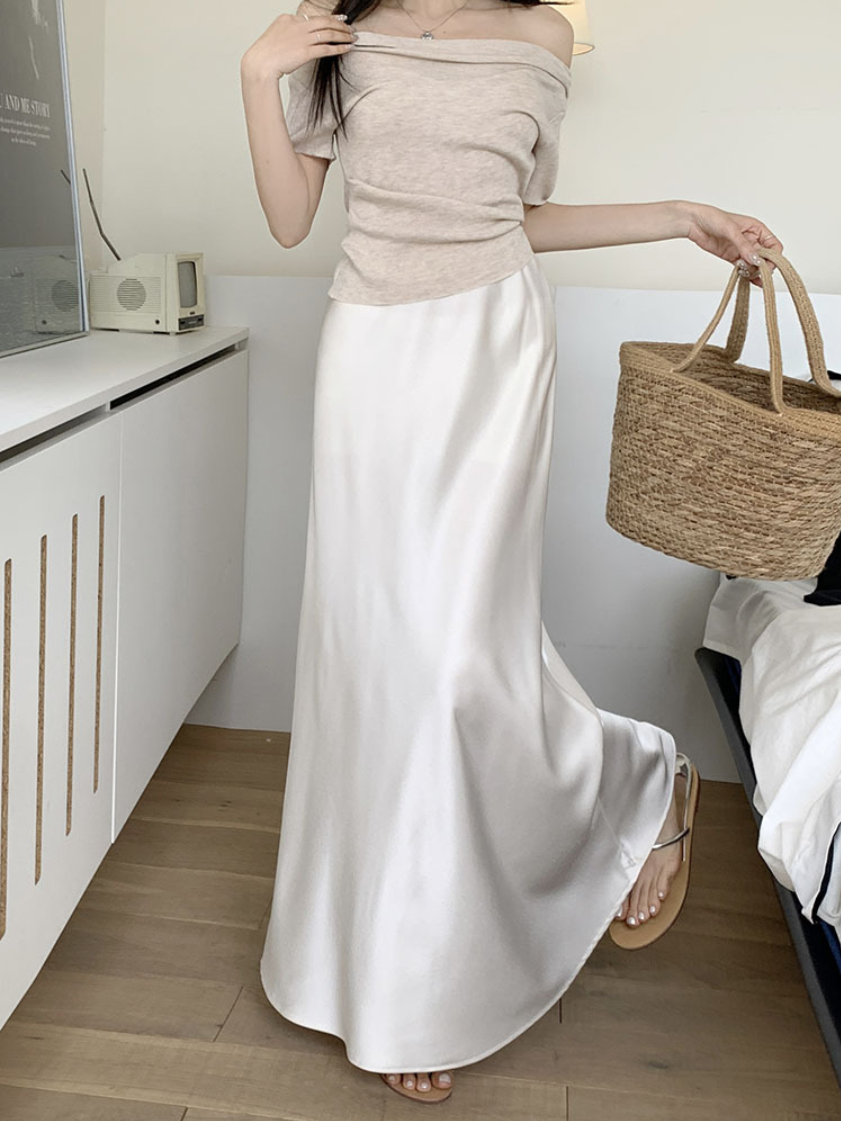 【即納】サテンマーメイドロングスカート