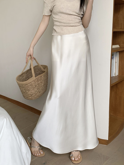 【即納】サテンマーメイドロングスカート