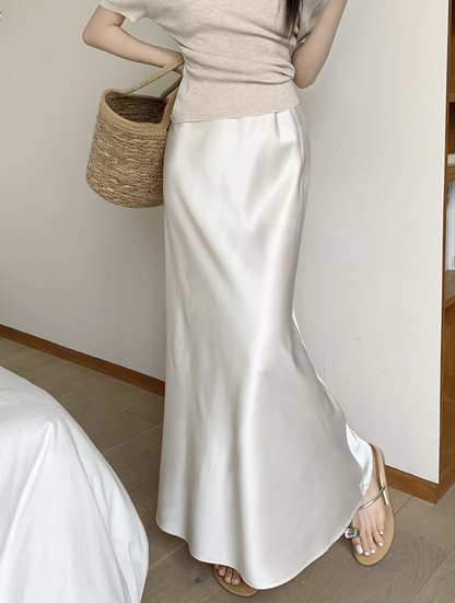 【即納】サテンマーメイドロングスカート