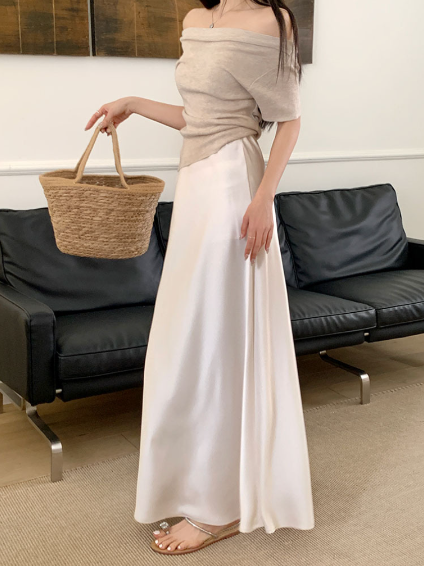 【即納】サテンマーメイドロングスカート