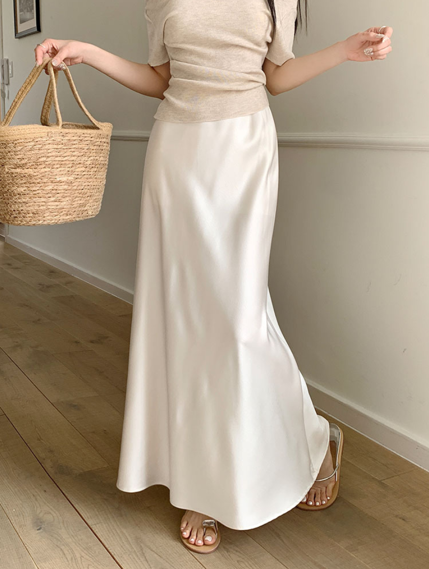【即納】サテンマーメイドロングスカート