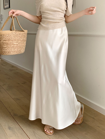 【即納】サテンマーメイドロングスカート