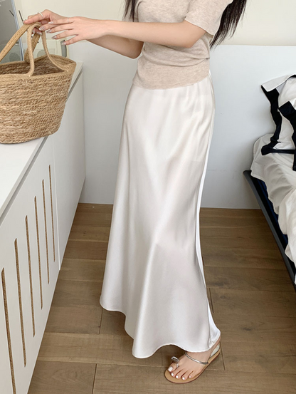 【即納】サテンマーメイドロングスカート