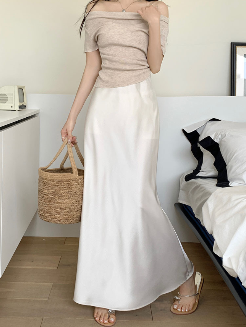 【即納】サテンマーメイドロングスカート