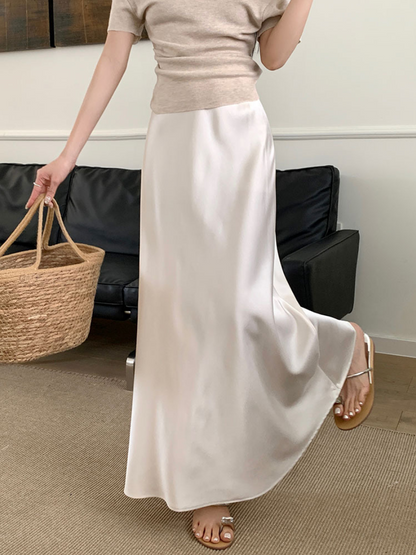【即納】サテンマーメイドロングスカート