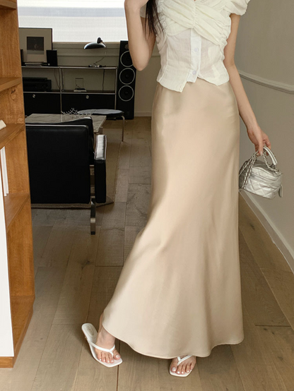 【即納】サテンマーメイドロングスカート