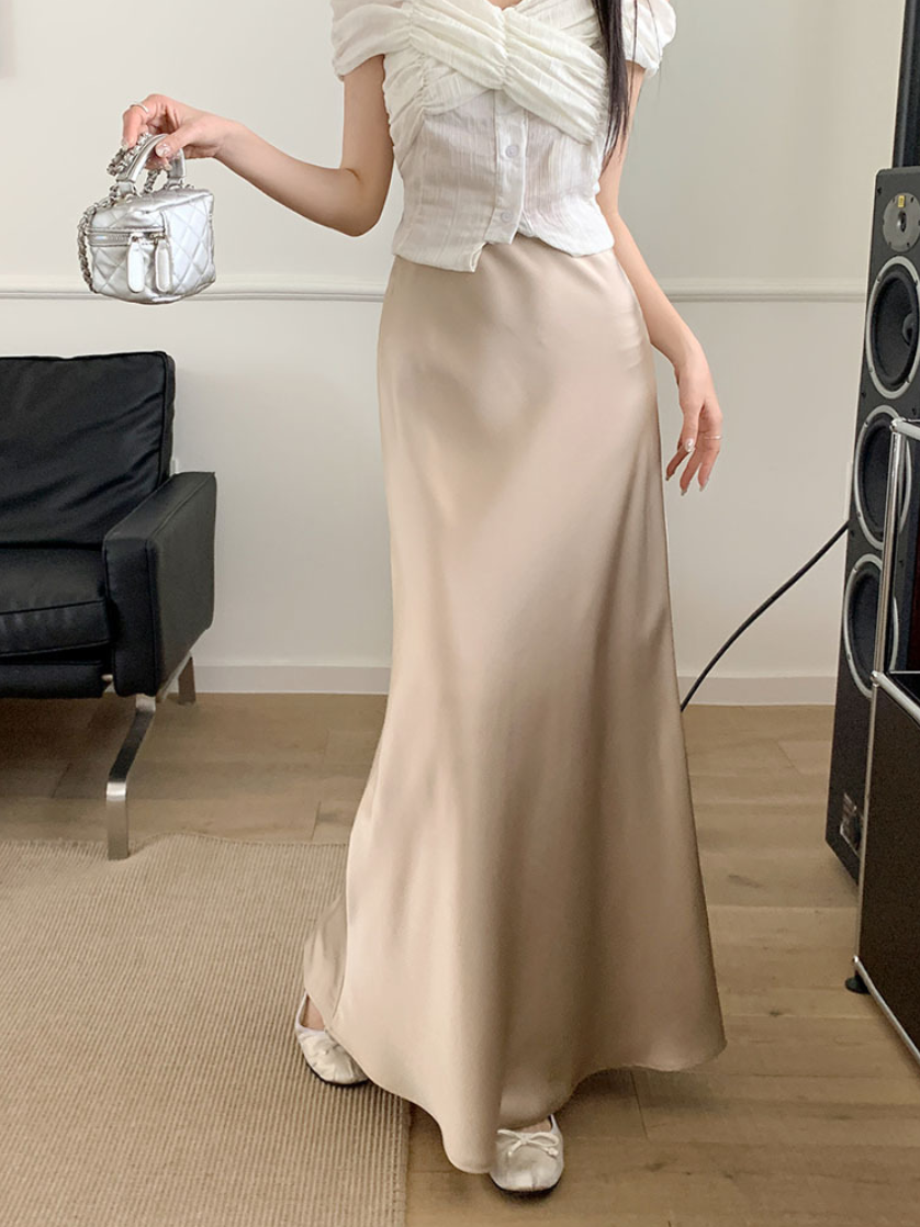 【即納】サテンマーメイドロングスカート