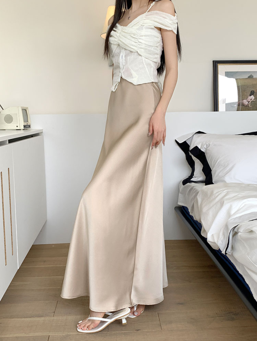 【即納】サテンマーメイドロングスカート
