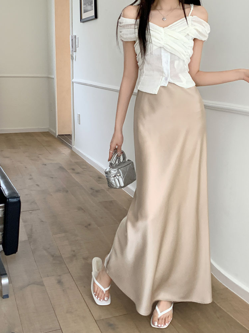 【即納】サテンマーメイドロングスカート