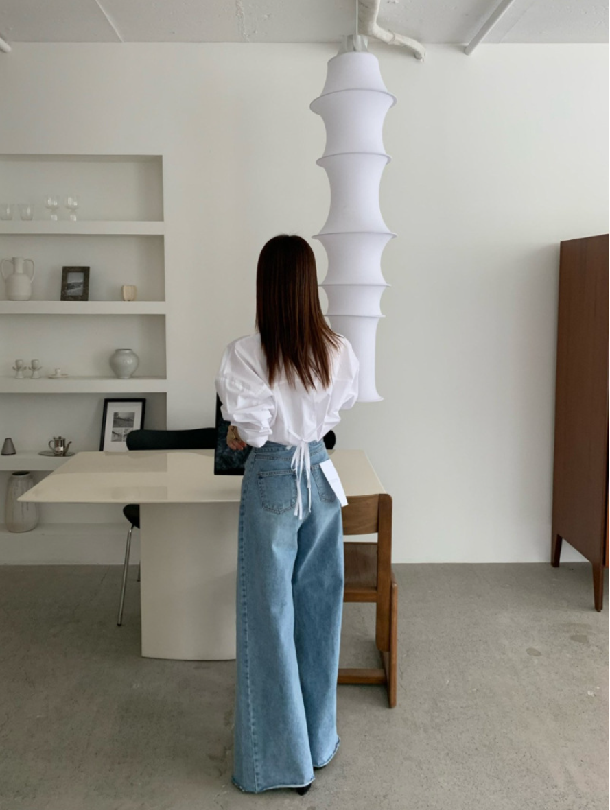 【即納】ハイウエストワイドフレアデニム