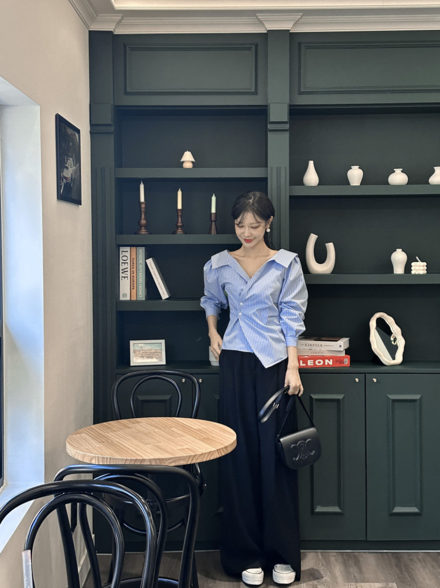 【即納 2/6(金)PM12:00～販売START】アシンメトリーカラー デザインシャツ