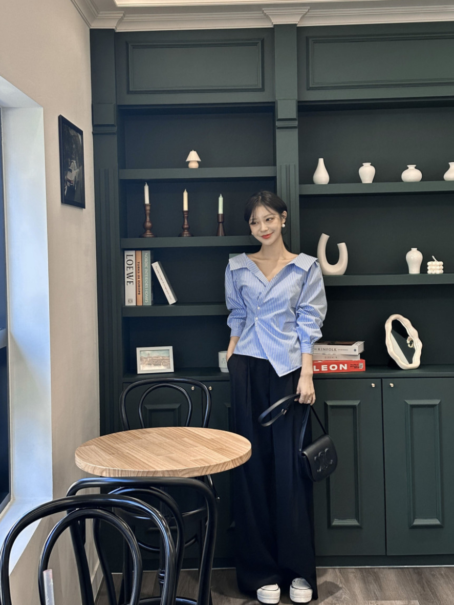 【即納 2/6(金)PM12:00～販売START】アシンメトリーカラー デザインシャツ