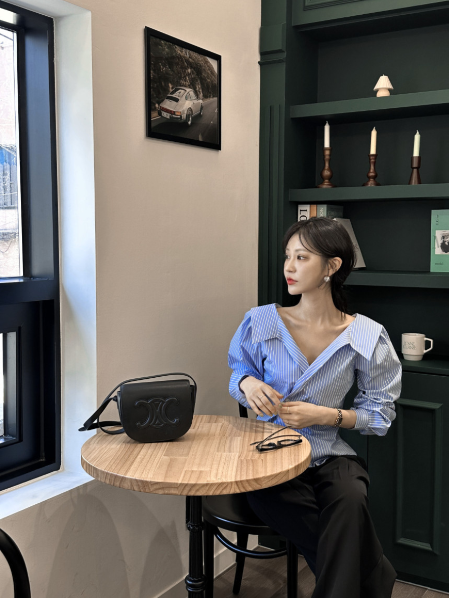 【即納 2/6(金)PM12:00～販売START】アシンメトリーカラー デザインシャツ