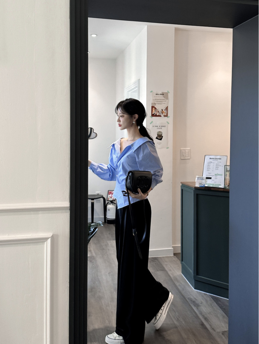 【即納 2/6(金)PM12:00～販売START】アシンメトリーカラー デザインシャツ