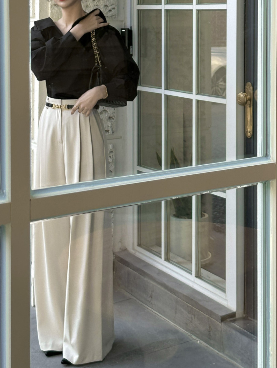 【即納 2/6(金)PM12:00～販売START】アシンメトリーカラー デザインシャツ