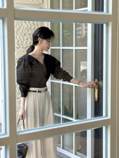 【即納 2/6(金)PM12:00～販売START】アシンメトリーカラー デザインシャツ