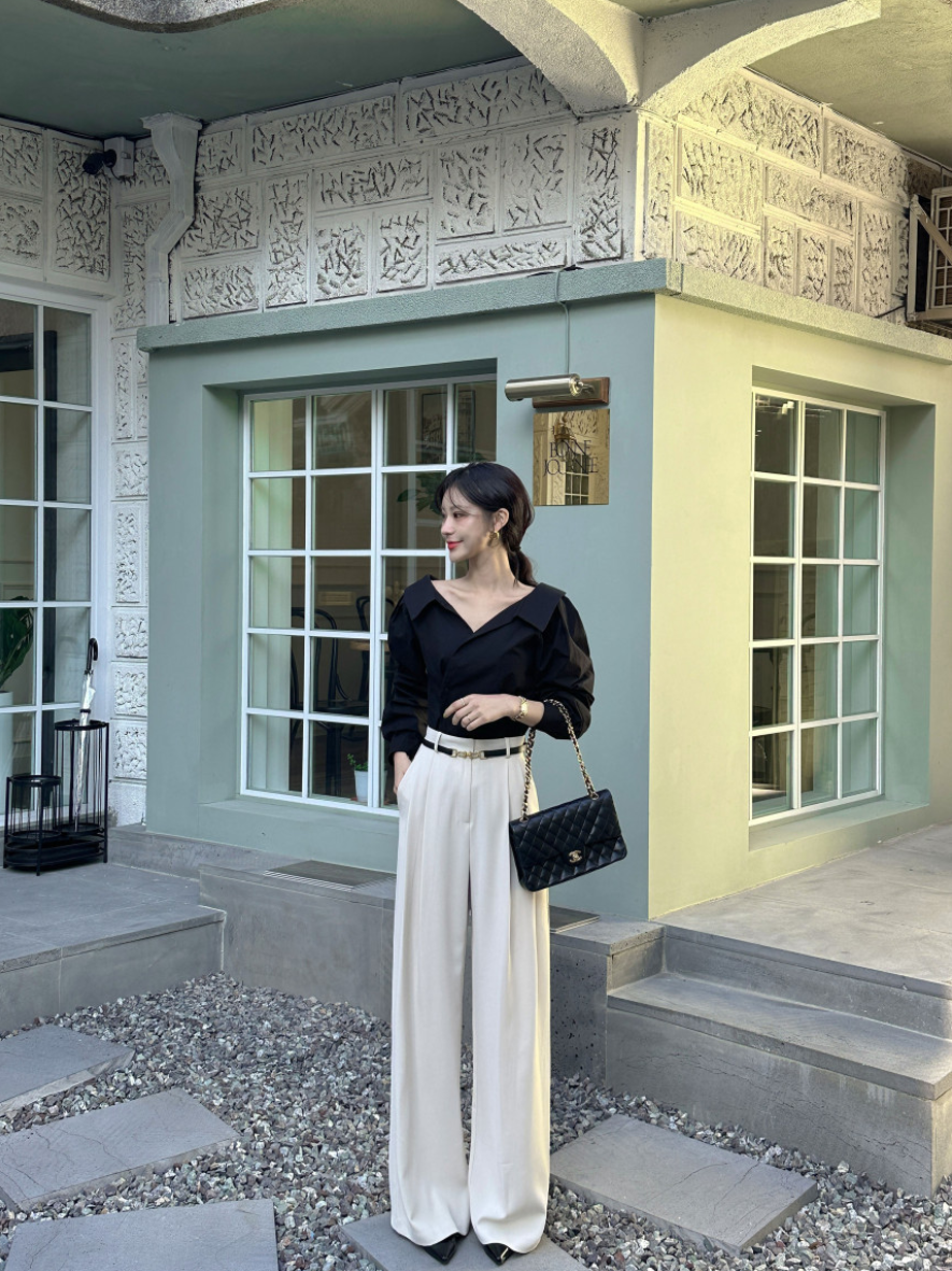 【即納 2/6(金)PM12:00～販売START】アシンメトリーカラー デザインシャツ