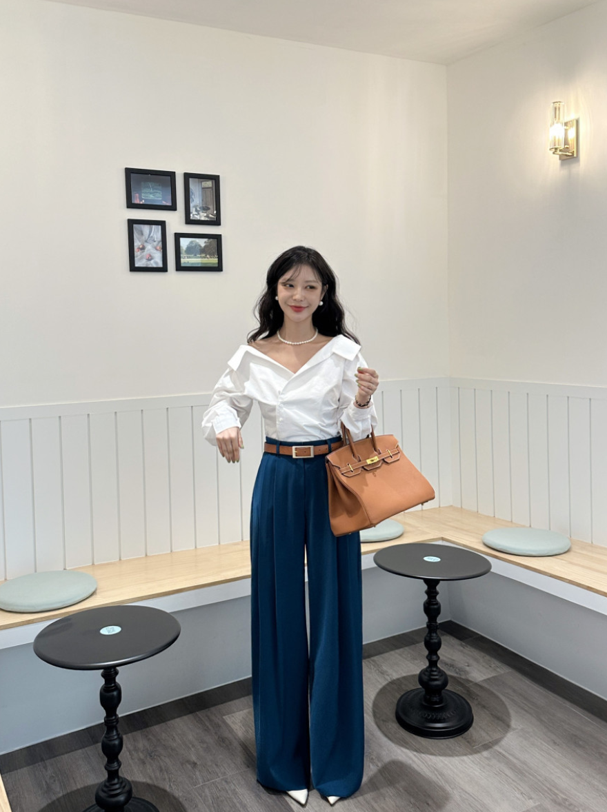 【即納 2/6(金)PM12:00～販売START】アシンメトリーカラー デザインシャツ