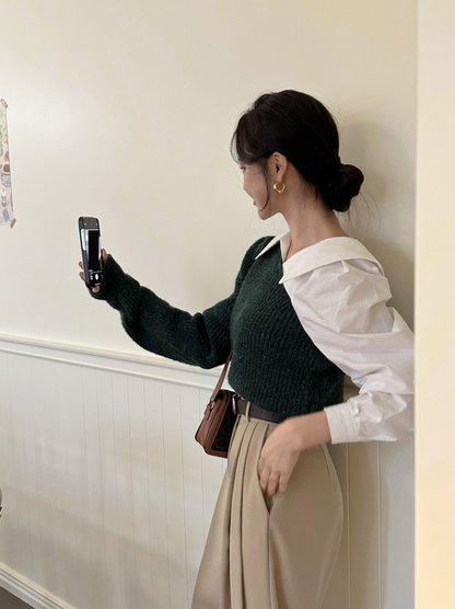 【即納 2/6(金)PM12:00～販売START】アシンメトリーカラー デザインシャツ