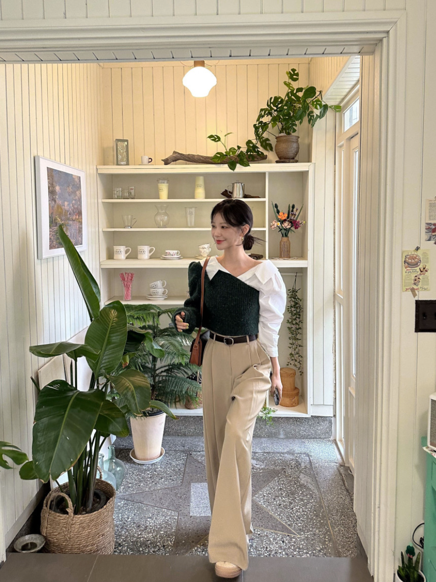 【即納 2/6(金)PM12:00～販売START】アシンメトリーカラー デザインシャツ