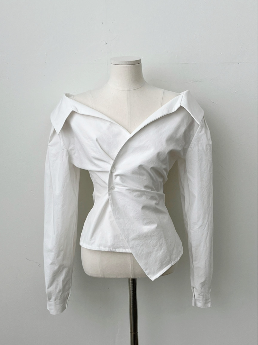 【即納 2/6(金)PM12:00～販売START】アシンメトリーカラー デザインシャツ