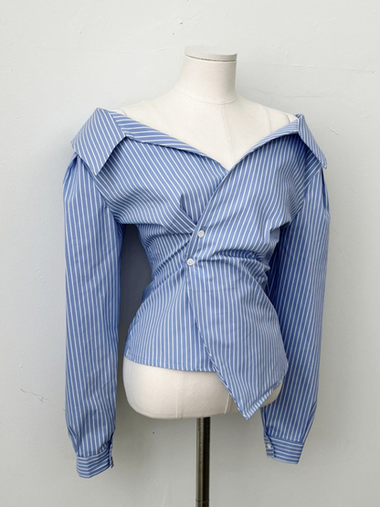 【即納 2/6(金)PM12:00～販売START】アシンメトリーカラー デザインシャツ