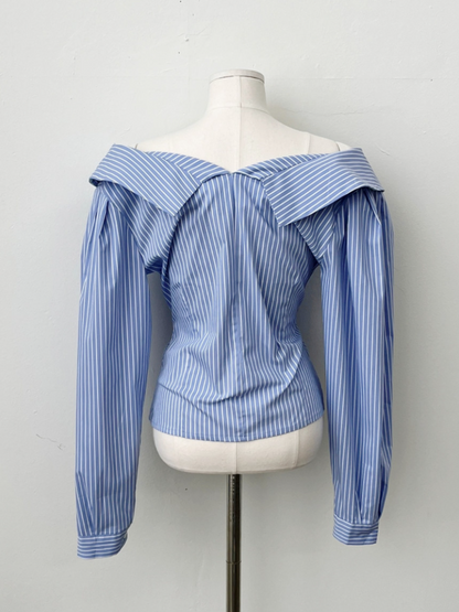 【即納 2/6(金)PM12:00～販売START】アシンメトリーカラー デザインシャツ