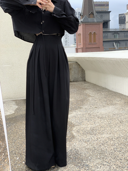 【即納 2/6(金)PM12:00～販売START】ハイウエストタックストレートパンツ