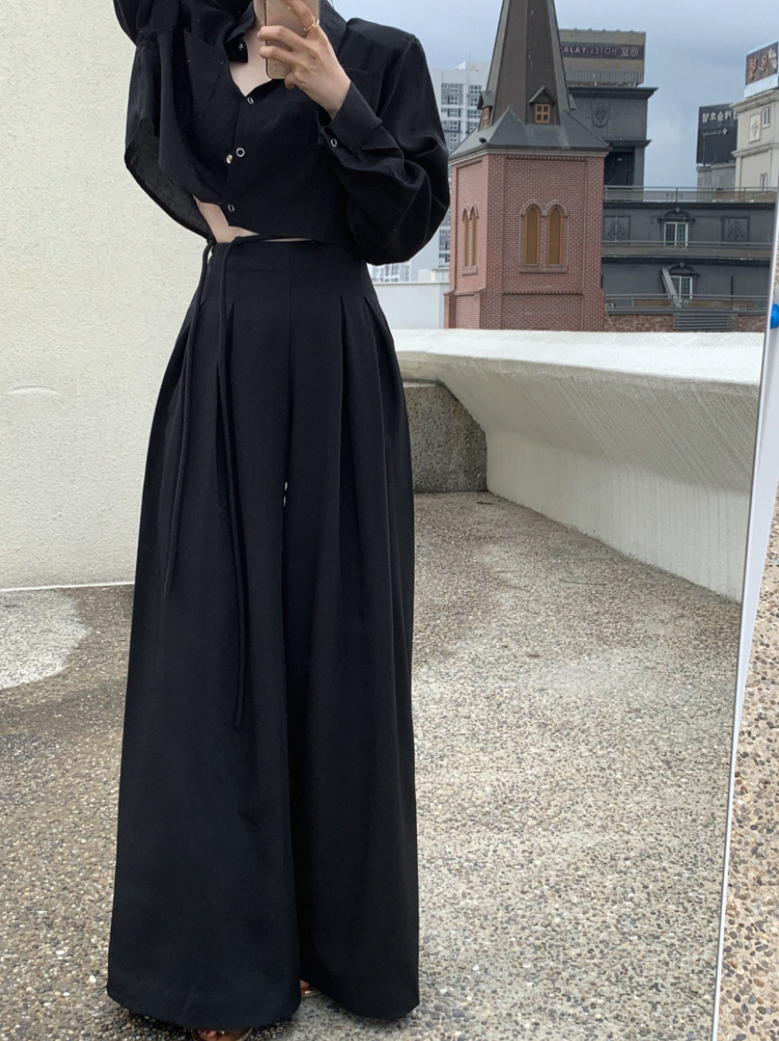 【即納 2/6(金)PM12:00～販売START】ハイウエストタックストレートパンツ