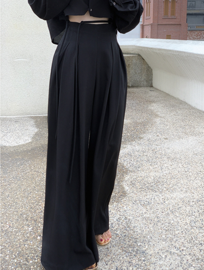 【即納 2/6(金)PM12:00～販売START】ハイウエストタックストレートパンツ