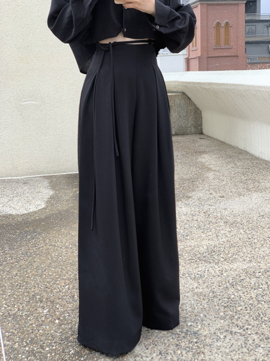 【即納 2/6(金)PM12:00～販売START】ハイウエストタックストレートパンツ