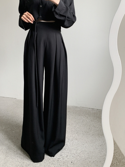 【即納 2/6(金)PM12:00～販売START】ハイウエストタックストレートパンツ