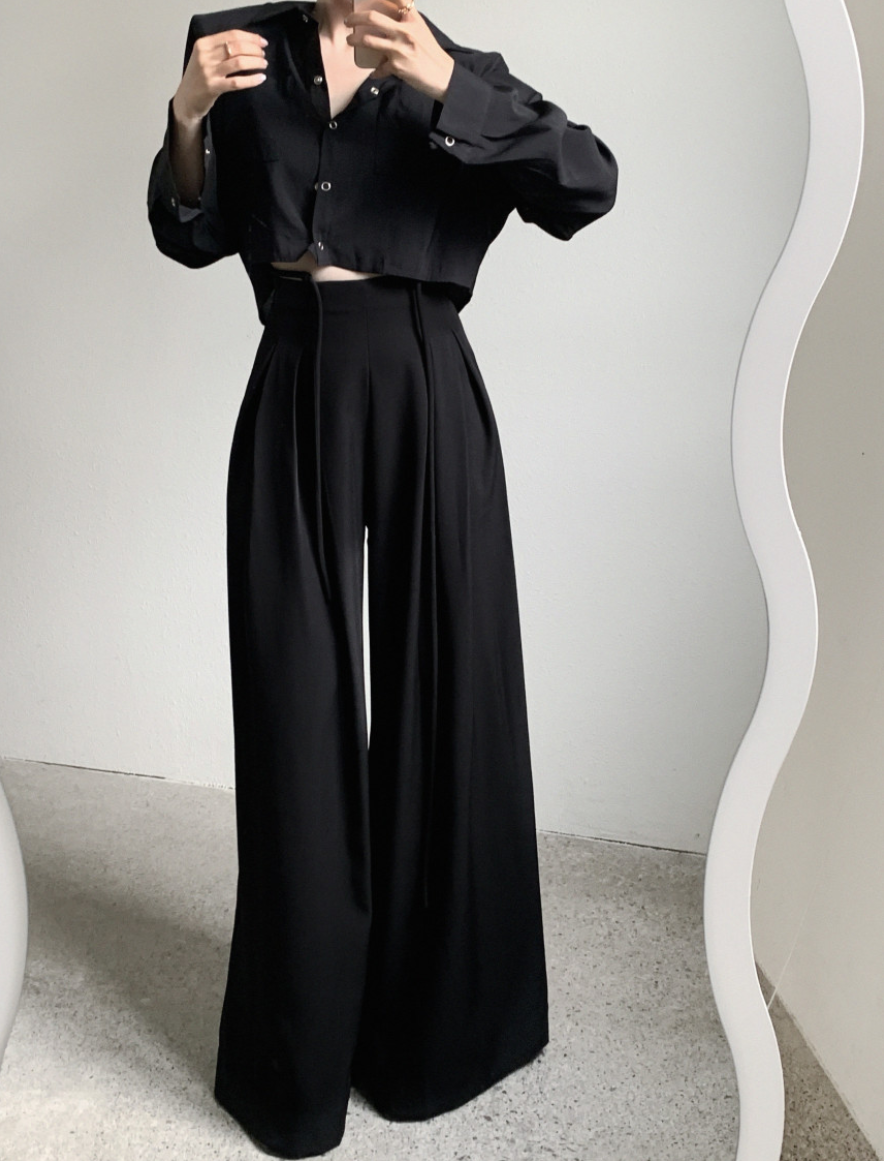 【即納 2/6(金)PM12:00～販売START】ハイウエストタックストレートパンツ