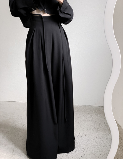 【即納 2/6(金)PM12:00～販売START】ハイウエストタックストレートパンツ