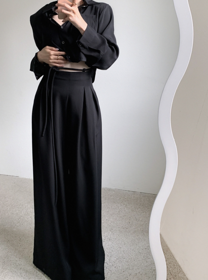 【即納 2/6(金)PM12:00～販売START】ハイウエストタックストレートパンツ