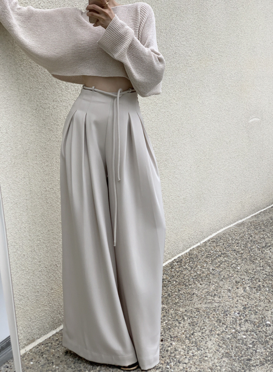 【即納 2/6(金)PM12:00～販売START】ハイウエストタックストレートパンツ