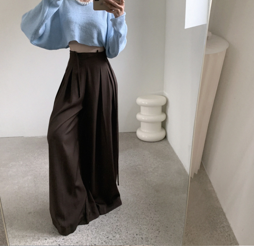 【即納 2/6(金)PM12:00～販売START】ハイウエストタックストレートパンツ