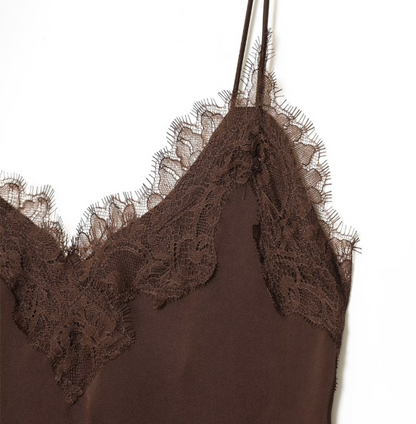 【即納】レースサテンキャミ