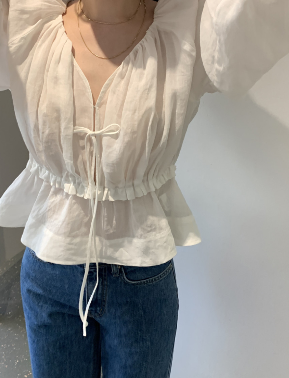 週末限定2BUY10%OFF｜【即納】ドロストギャザーブラウス
