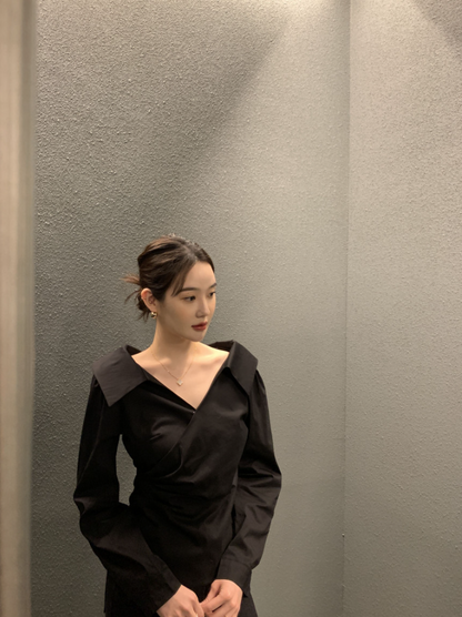 新作【即納】ワイドカラーデザインブラウス