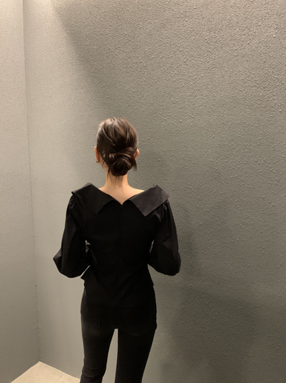 新作【即納】ワイドカラーデザインブラウス