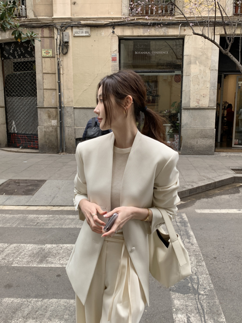 【一部即納】ミニマルノーカラーテーラードジャケット